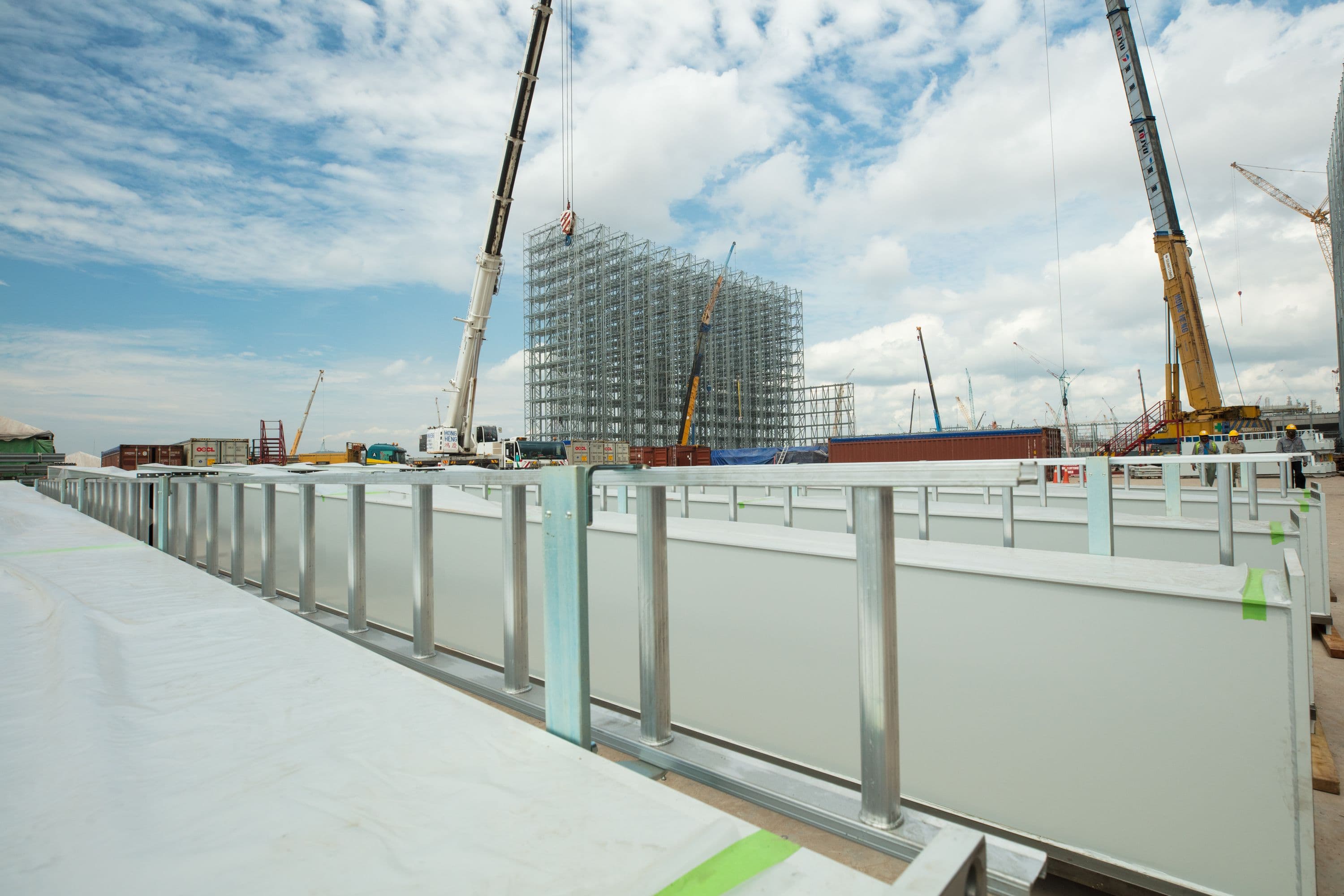 Erection of structural steel for computerized product warehouse at RAPID site