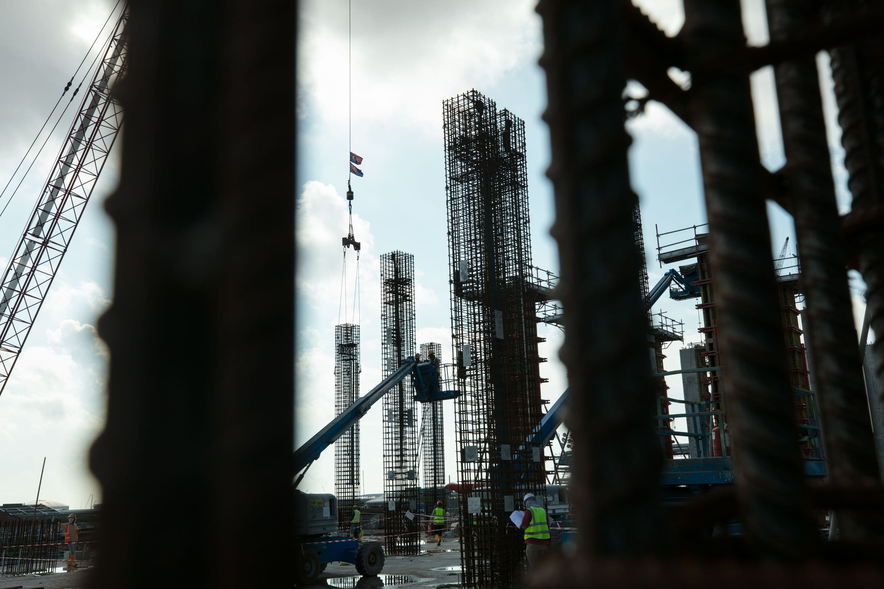Silhouette of reinforced steel at RAPID Project site